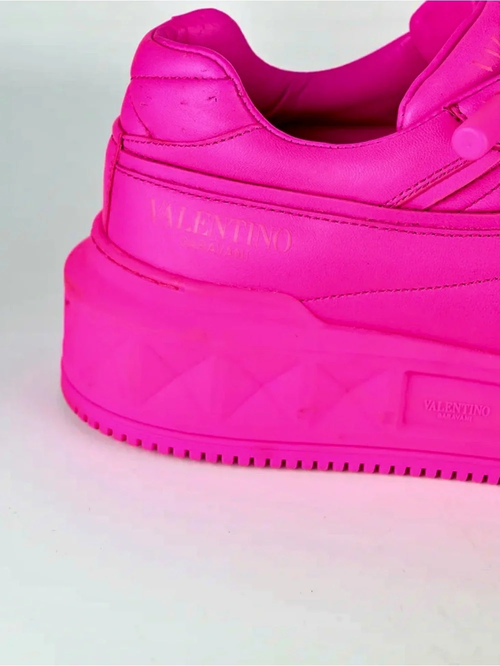 Valentino Garavani Neon Pink Lace-Up Sneakers